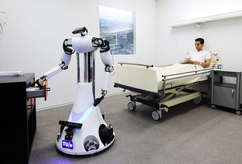 What are the main types of robots used in healthcare?